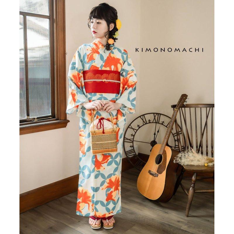 着物・浴衣 Y R Y 浴衣 レンタル アイボリー 七宝金魚 YK042 : 京都着物レンタル夢