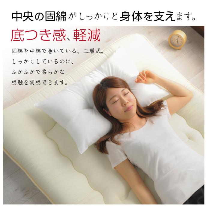 敷布団 セミダブル 120x200cm 送料無料 日本製 ほこりの出にくい 3層
