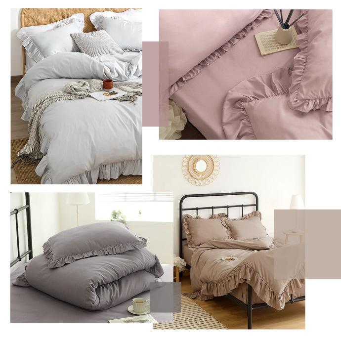 布団カバー 3点セット ダブル フリル ピーチスキン 5色 掛け布団カバー