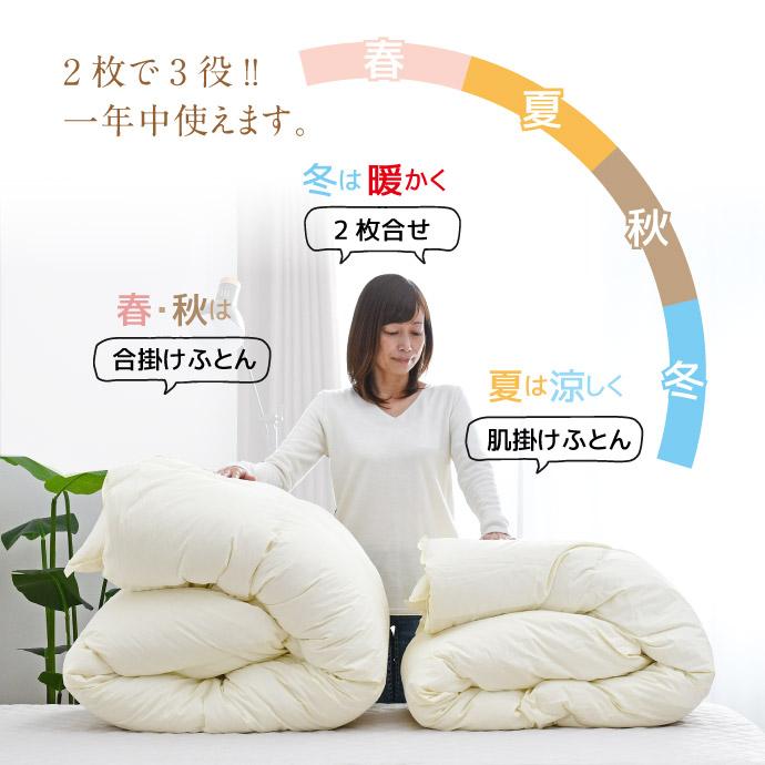 羽毛布団 2枚合せ キング 約230×210cm イングランド産ホワイトダック