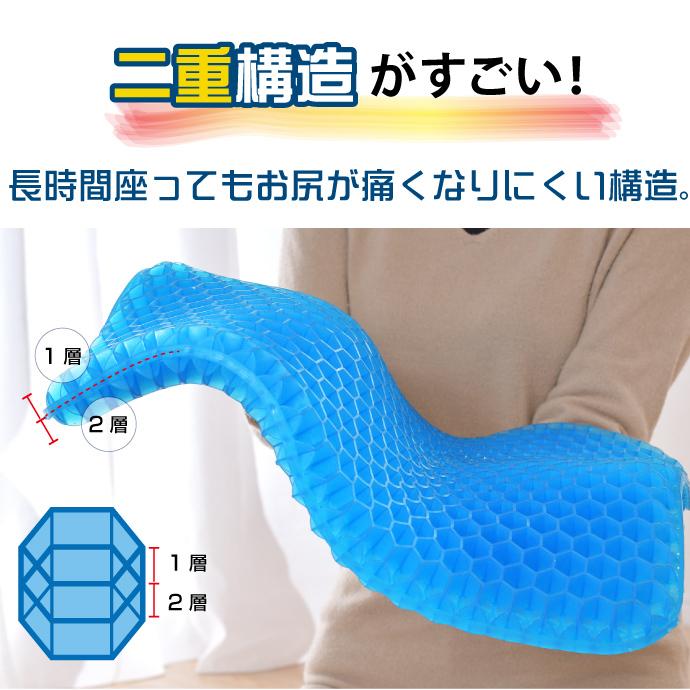 ジェルクッション 36×40cm 冷感カバー付 夏仕様 体圧分散 ゲル