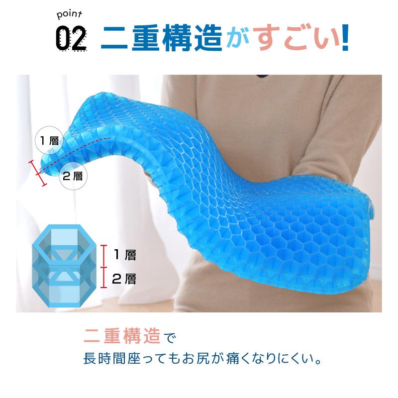 ジェルクッション 2枚 35×38cm 体圧分散 ゲルクッション 二層ハニカム