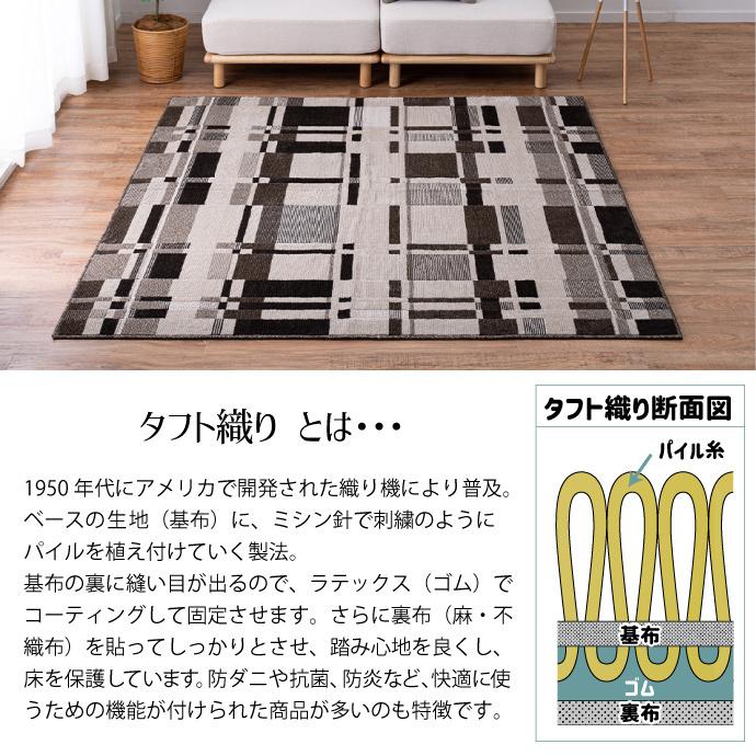 ラグ 130×190cm タフトラグ アラピカ 日本製 防炎 約1.5畳 国産 防ダニ