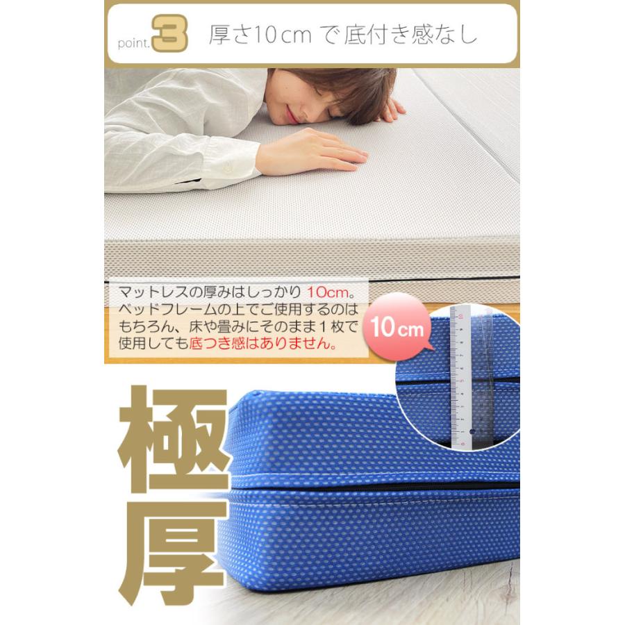 2 個底付き感なし 高密度高反発マットレス 三つ折りコンパクト 97×
