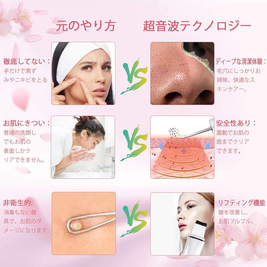 ウォーターピーリング 超音波美顔器 毛穴 美顔器 顔 ピーリング美顔器 超音波 イオン導入 毛穴ケア 毛穴の黒ずみ 角質 EMSマッサージ  持ち運び便利 温熱機能付き