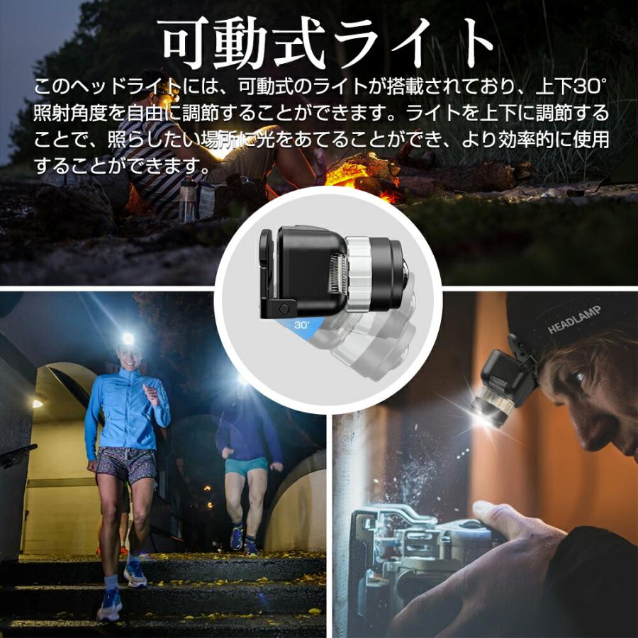 ヘッドライト 充電式 LED 角度調整可能 小型 電池式 作業用 軽量 高輝度 ライト usb 長時間点灯 夜間 明るい センサー点灯 防水 防塵 防災 停電 アウトドア キャンプ ランニング ヘッドライト 充電式 LED 電池式 作業用 軽量 エナジャイザー 登山