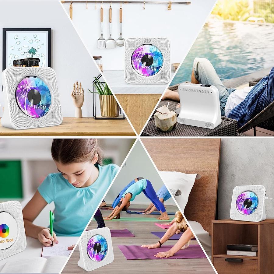 CDプレーヤー 卓上 bluetooth 充電式 給電式 高音質スピーカー FM