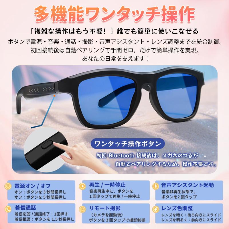 スマートグラス Bluetooth5.4 スマートメガネ AI質問応答 骨伝導