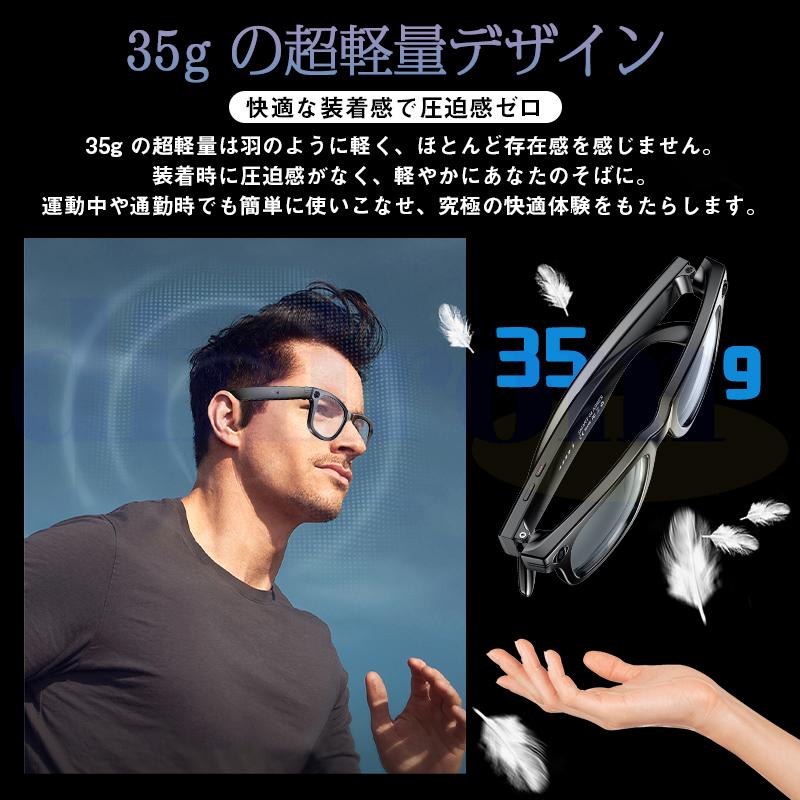 スマートグラス メガネ骨伝導 通話可能 AI質問応答 ワイヤレスメガネ