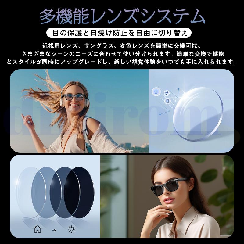 スマートグラス メガネ骨伝導 通話可能 AI質問応答 ワイヤレスメガネ