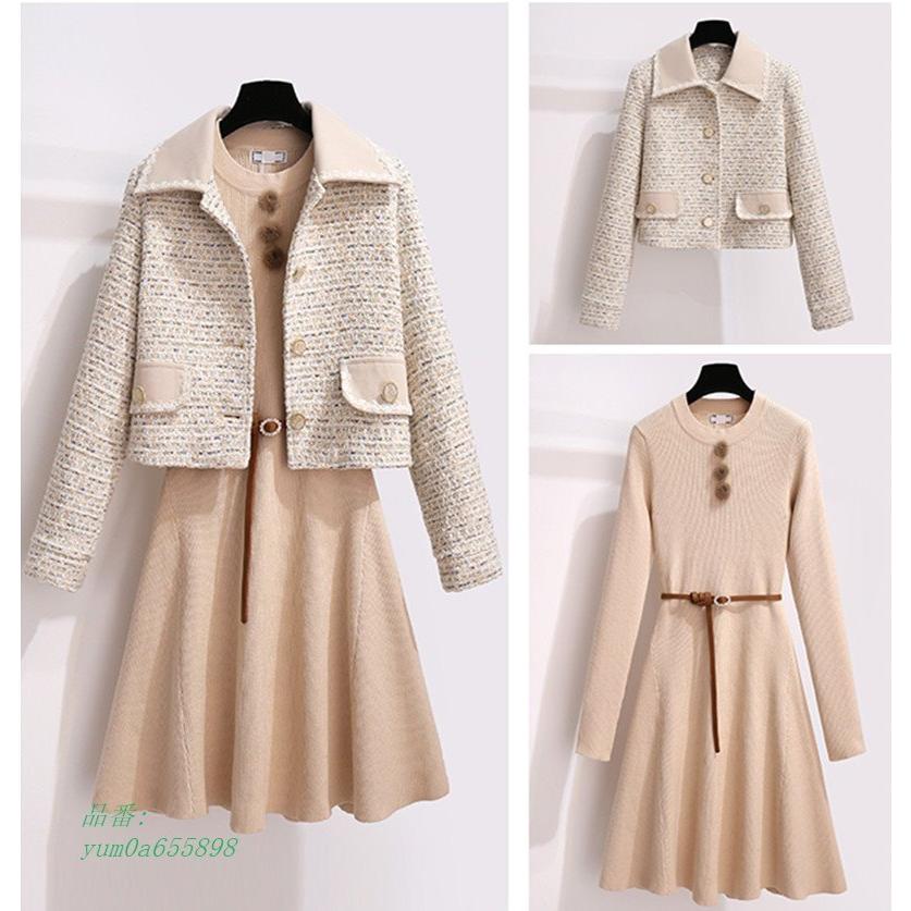 在庫あり 即納 ワンピース ニットワンピース 秋冬新作 長袖２点セット ドレス 着やせ レディース プルオーバーセーター 簡単に ワンピース 婦人服 ワンピース 無地 工場直送 Www Doctor Plan Com