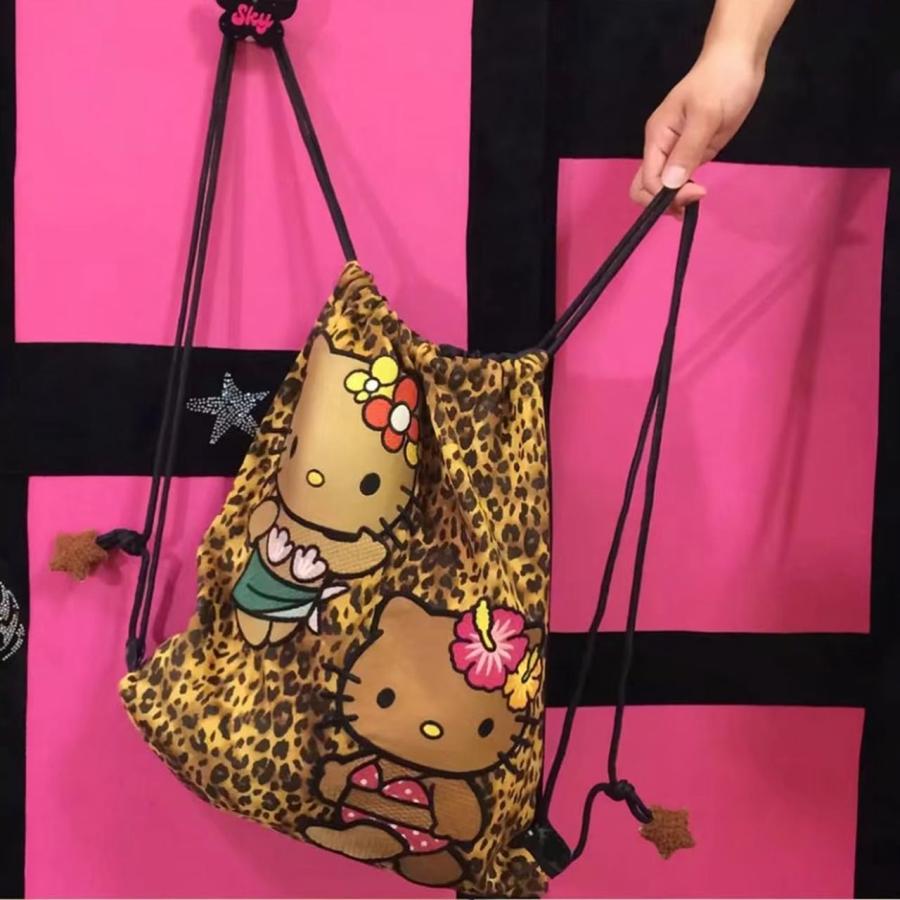 ハローキティ 豹柄 ヒョウ柄 リュックサック ドローストリング ハローキティ 豹柄 ヒョウ柄 リュックサック ドローストリング