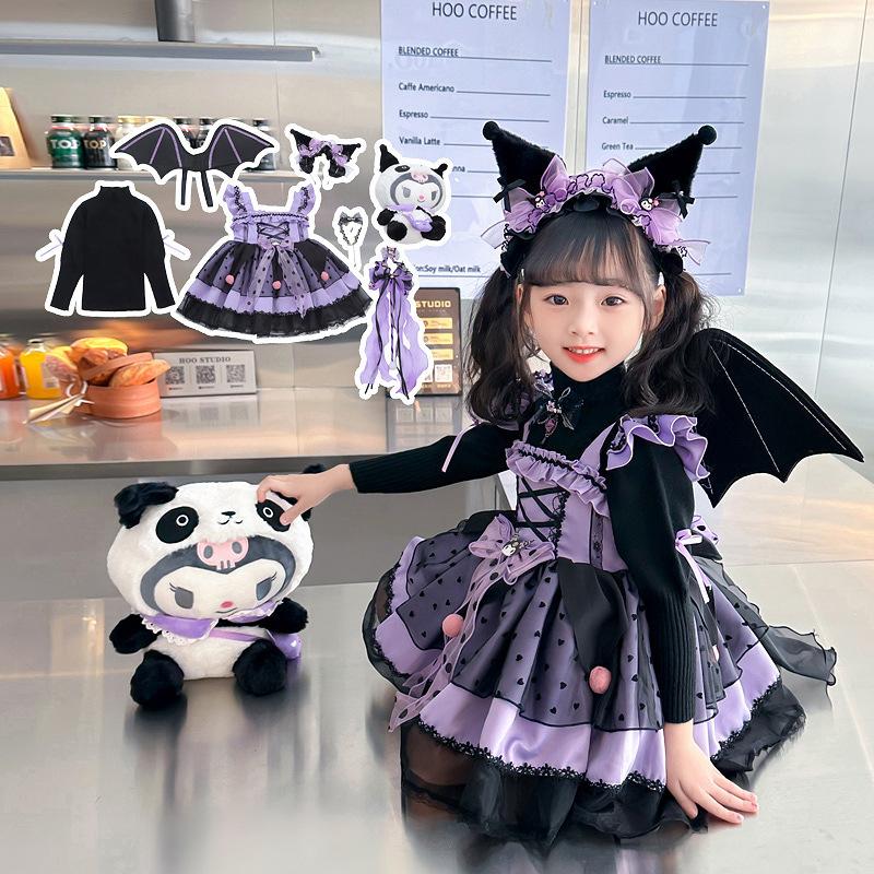 クロミ コスプレ衣装 ドレス セット 子供 子供用 紫 ロリータ 長袖 