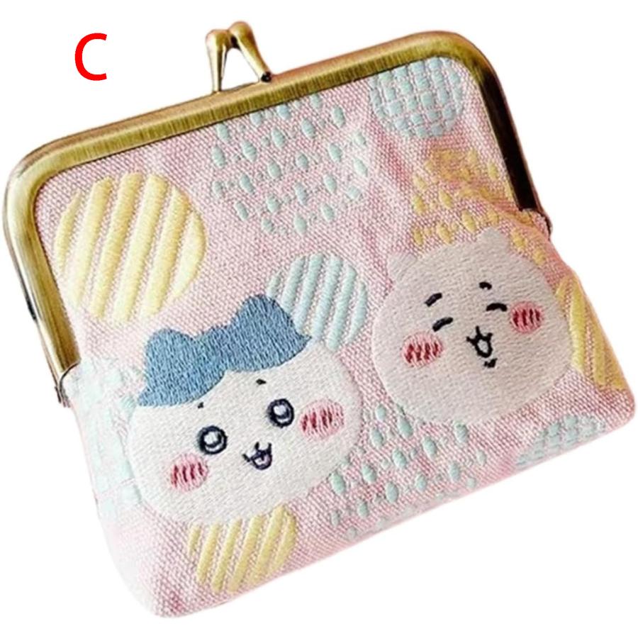 うさっくま】がま口ペンケース（ハチワレ猫 )刺し子赤花