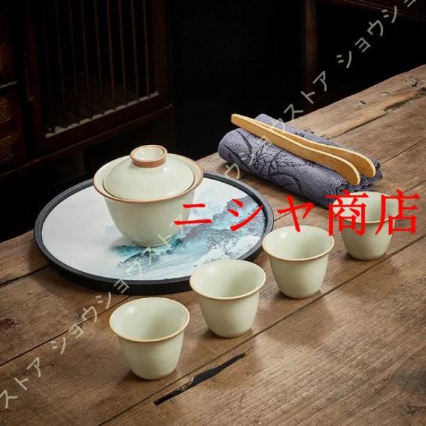 ●中国石湾虞公窯伝統手製陶芸品手描き陶器 茶器セット急須 湯呑み 2客 受皿付き 中国茶器セット 茶器セット 台湾茶器セット 旅行 ティーセット 携帯用