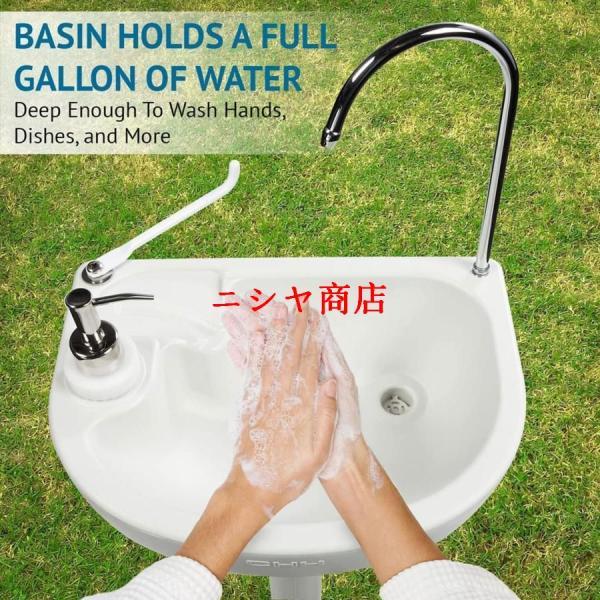 携帯式 洗面台 足踏みポンプ 移動式 独立式 洗面器 タオル掛け 石鹸液