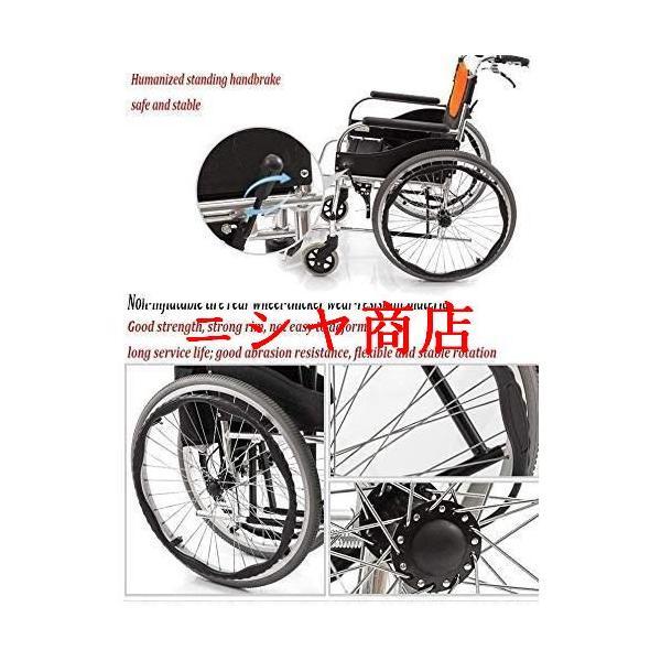 車椅子 ブレーキ付 自走式 軽量 アルミ製 アルミニウム合金 折りたたみ 手動 旅行 ウォーカー 高齢者 身体障害者 看護 ポータブル 介助 補助 用具 サポート_3