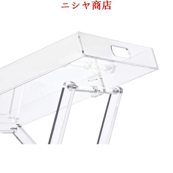 アクリル サイドテーブル 折りたたみ トレイテーブル エンドテーブル
