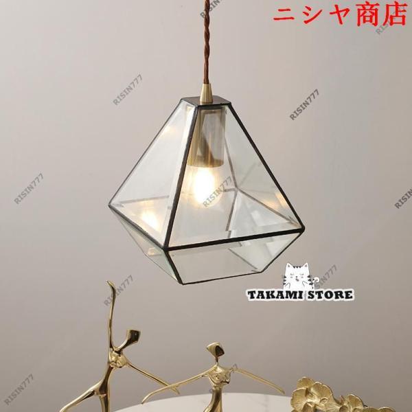 ペンダントライト ガラス LED対応 北欧 おしゃれ 透明 明るい 天井照明器具 吊下げライト ダイニング キッチン 玄関 吹き抜け リビング 天井の画像