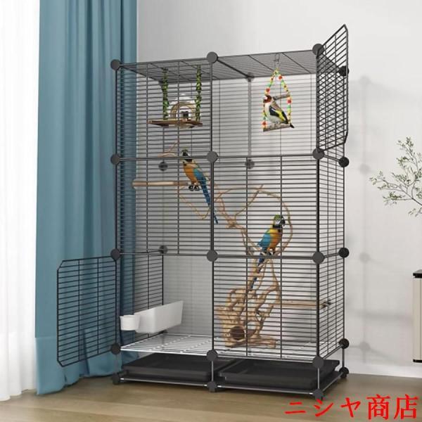大型鳥かご 鳥籠 金属製 屋内 屋外 インコ ケージ 取り外し可能トレイ付き オウム ラブバード フィンチ ケージ 鳥かご ペット用品 整理（Yahoo!・優美ストア）