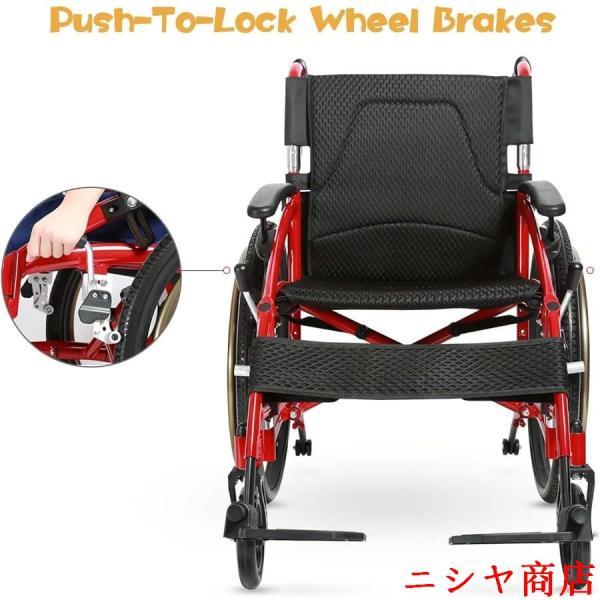 車椅子 軽量 折りたたみ スイングアウェイ フットレスト フリップバックアーム アンチチップ スポーツ トランスポート 大人用 300ポンドの画像