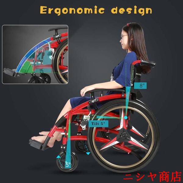 車椅子 軽量 折りたたみ スイングアウェイ フットレスト フリップバックアーム アンチチップ スポーツ トランスポート 大人用 300ポンドの画像