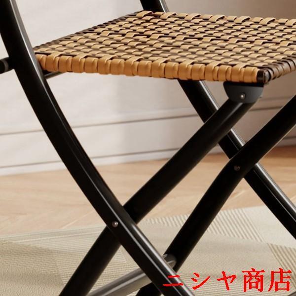 折りたたみ椅子 チェア ラタン網 ダイニングチェア 夏用 編み込み