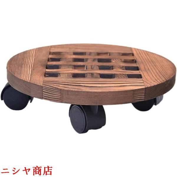植木鉢台 木製 ストッパー機能付 鉢置台 直径25/30/35/40センチ 4個/6個キャスター付き 荷重量の60kg 360度 可動式 ストッパー付き 花台 プランタースタンド 丸（Yahoo!・優美ストア）