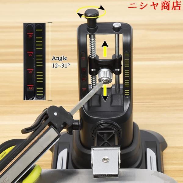 包丁研ぎ器 固定角包丁研ぎ器 4種類の砥石付き 360°フリップ設計 研ぎ