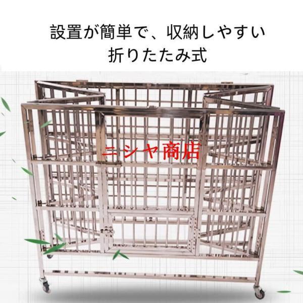 ペットケージ ドッグハウス 202ステンレス 錆びにくい 犬檻 犬小屋 キャスター付き 角パイプ 折りたたみ式 組み立て 折りた小型犬 大型犬 中型犬 ウサギ ペット_2