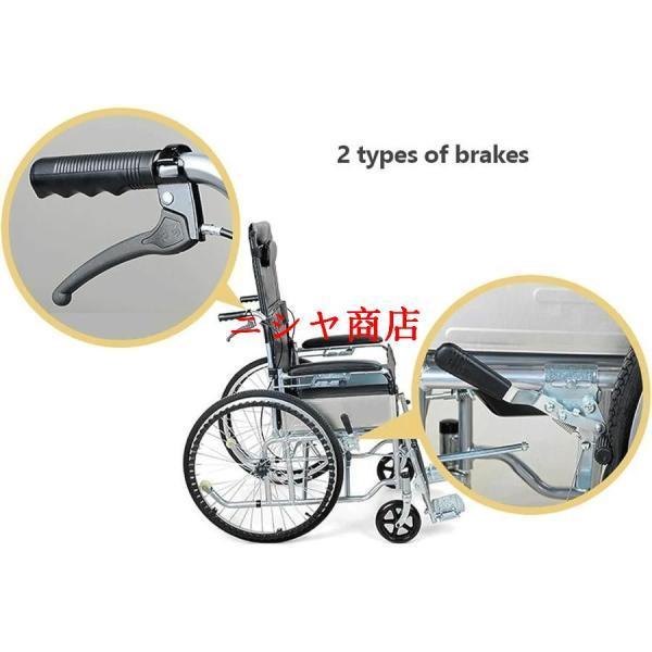 輸送車椅子 折りたたみ車椅子 炭素鋼折りたたみハンドブレーキ 調節可能な背もたれと人間工学に基づいたシートサポート 220ポンド_3