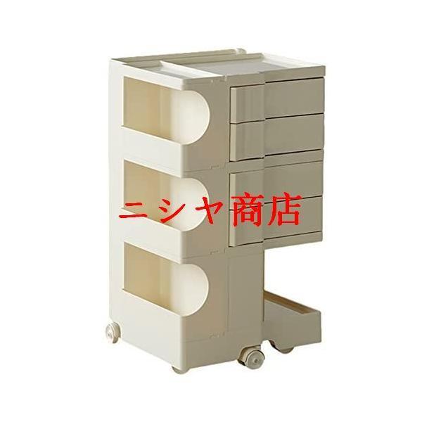 74x41x43cm、3層キッチントロリー 取り外し可能なサイドテーブル 多機能リビングシェルフ、スリム収納カート モバイルシェルフユニットシェルフ収納トロリー、同の画像