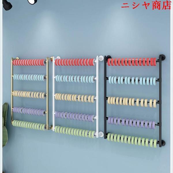 スカーフラック メタルラッピングペーパーオーガナイザー、シルク/シフォン/リボン/スカーフ用壁掛け収納ディスプレイスタンド、取り外し可能なバー付き5段棚 (C