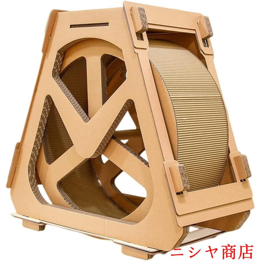 猫用回し車キャットホイール猫の車輪猫回し車ローラーミュート猫ランニングマシンホイール段ボール製猫観覧車ランニングマシン猫登山フレームホイール回転段ボー_4