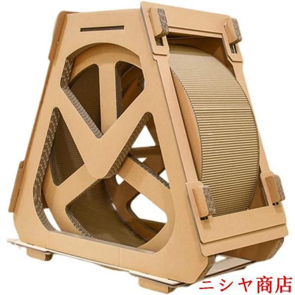 猫用回し車キャットホイール猫の車輪猫回し車ローラーミュート猫ランニングマシンホイール段ボール製猫観覧車ランニングマシン猫登山フレームホイール回転段ボー_5