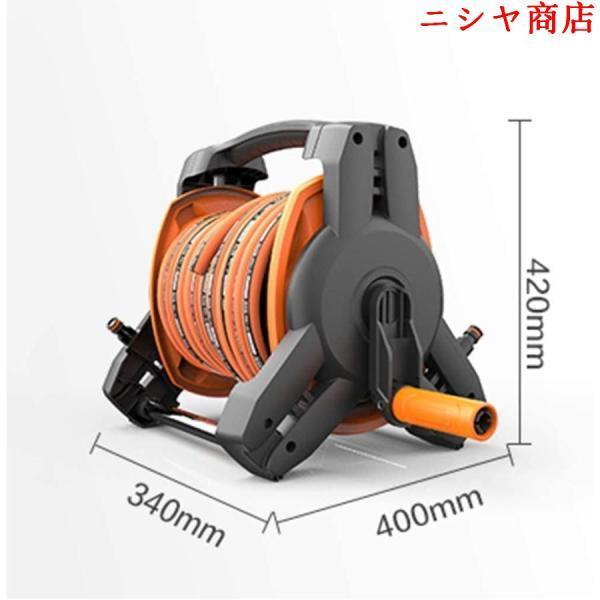 ホースリール 水道管収納ラック 20m 30m 散水ホースカートスプレーガン収納ラック ポータブル ガーデン ホースオーガナイザー 格納式 ガーデンホース 散水ホース_6