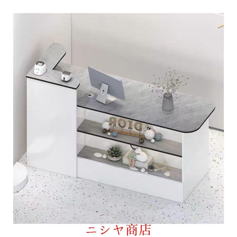 レジ カウンター 受付カウンターレジカウンター ショーケース付き カウンターテーブル おしゃれ オフィス受付台 北欧風 サイドキャビネット付き_22