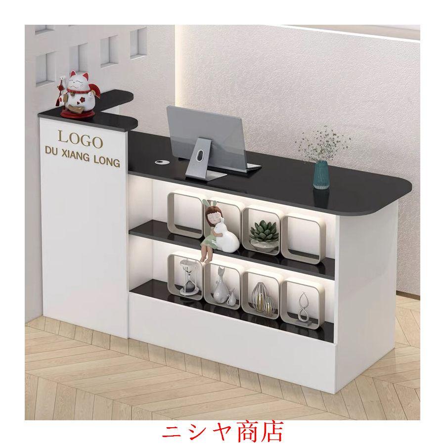 レジ カウンター 受付カウンターレジカウンター ショーケース付き カウンターテーブル おしゃれ オフィス受付台 北欧風 サイドキャビネット付き_23
