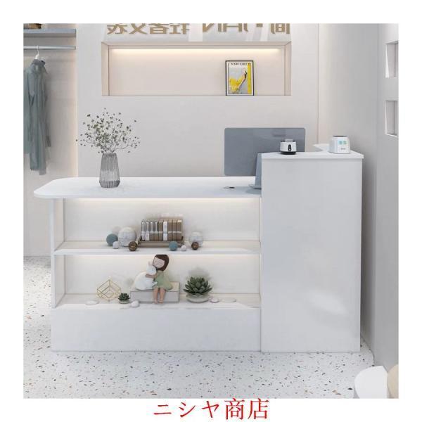 レジ カウンター 受付カウンターレジカウンター ショーケース付き カウンターテーブル おしゃれ オフィス受付台 北欧風 サイドキャビネット付き_25