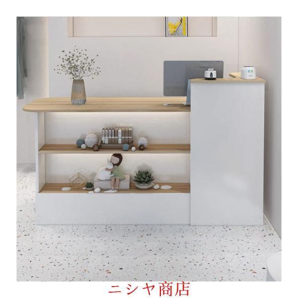 レジ カウンター 受付カウンターレジカウンター ショーケース付き カウンターテーブル おしゃれ オフィス受付台 北欧風 サイドキャビネット付き_27