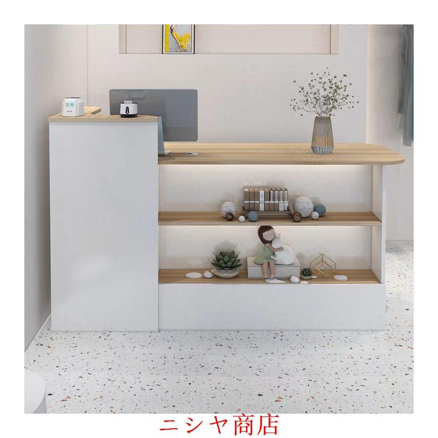 レジ カウンター 受付カウンターレジカウンター ショーケース付き カウンターテーブル おしゃれ オフィス受付台 北欧風 サイドキャビネット付き_16