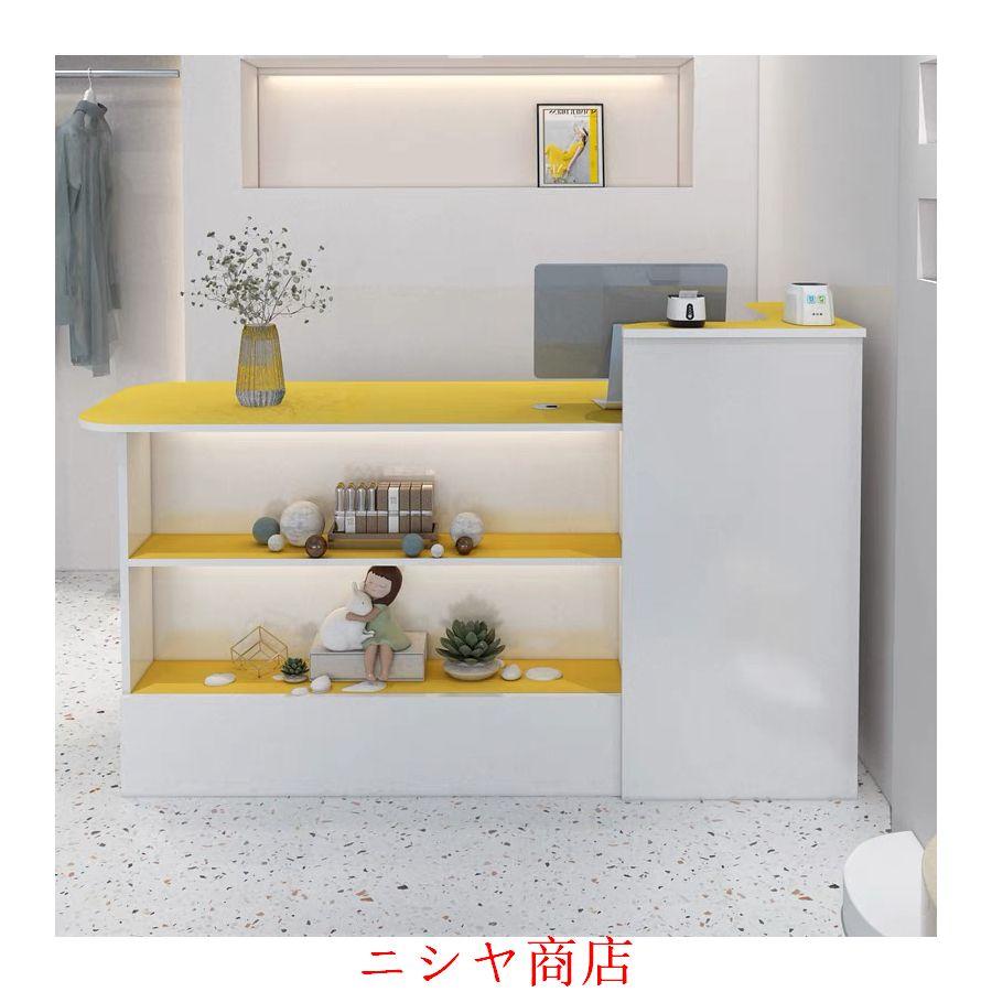 レジ カウンター 受付カウンターレジカウンター ショーケース付き カウンターテーブル おしゃれ オフィス受付台 北欧風 サイドキャビネット付き_19