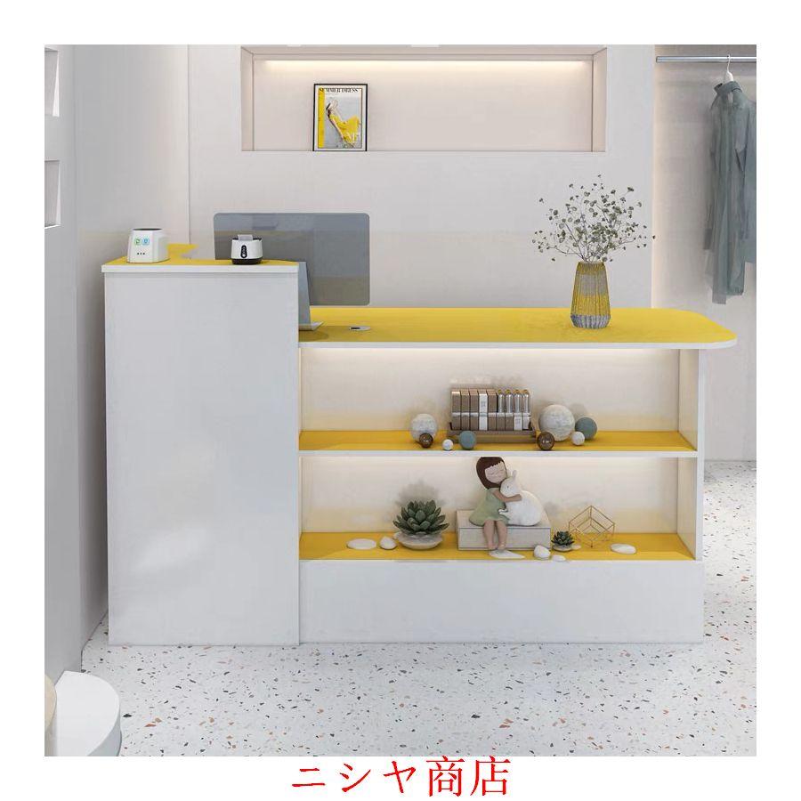 レジ カウンター 受付カウンターレジカウンター ショーケース付き カウンターテーブル おしゃれ オフィス受付台 北欧風 サイドキャビネット付き_20