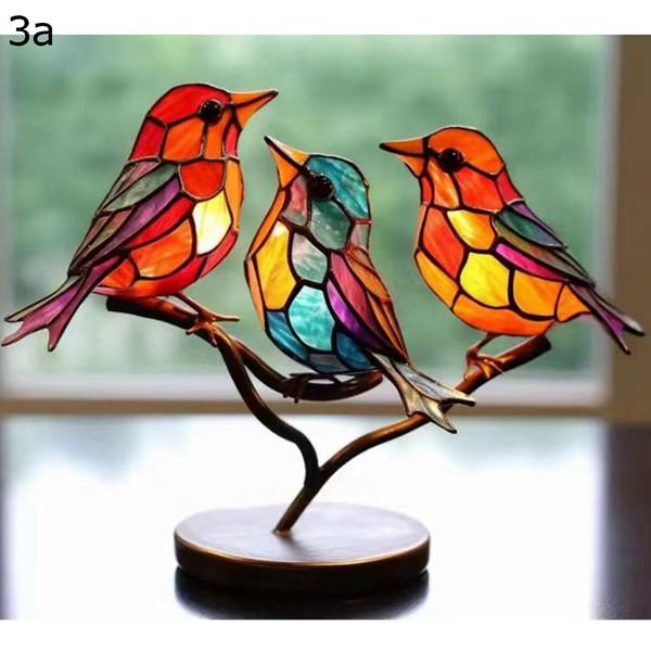 枝の上の鳥 アクリル 小鳥 置物 鳥 癒しグッズ 鳥のオブジェ カラフル