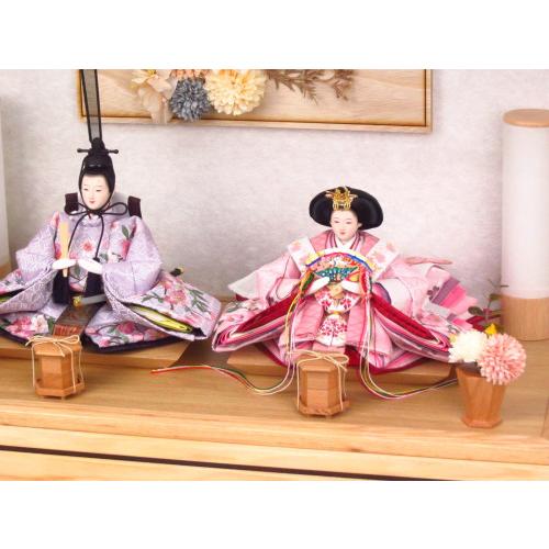 特製 親王飾 ケース入り雛人形 雛人形】ケース飾り 親王飾り「雪輪牡丹桜丸形アクリル