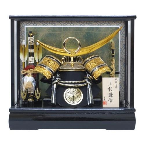 京寿 五月人形 12号上杉兜ケース飾り YN30137GKC 五月人形ケース 木製弓太刀 金 兜飾り ケース入り 上杉謙信   kabuto-49