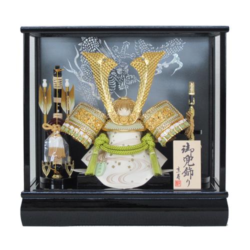五月人形 兜飾り間口43cm 薄緑金中鍬兜ケース飾り YN51360GKC kabuto