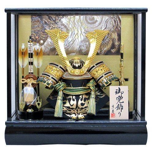 写真立てオルゴール付き 五月人形ケース 兜飾り10号中鍬角兜ケース飾りYN51620GKC （緑） kabuto-49