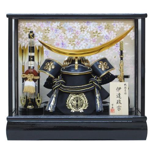 選べる3種写真たてオルゴール付き五月人形ケース 兜飾り12号伊達兜