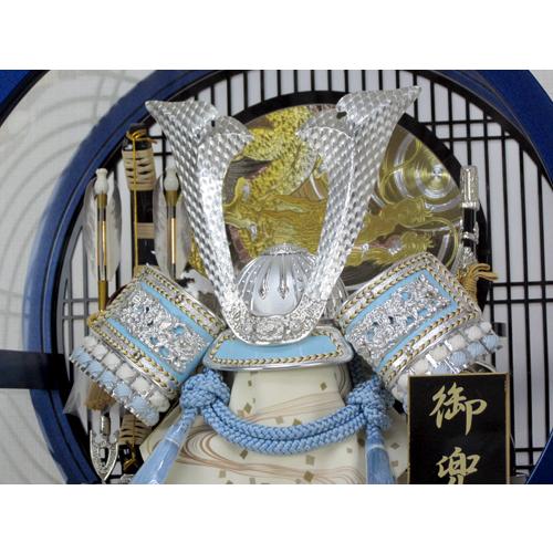 選べる2種五月人形 兜飾り 丸型アクリルケース入り 間口44×奥行30×高さ